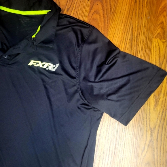 FXR Polo Shirt Men’s XL Black Yellow/Green Logo Performance Outdoor Wear A94 - Picture 4 of 6